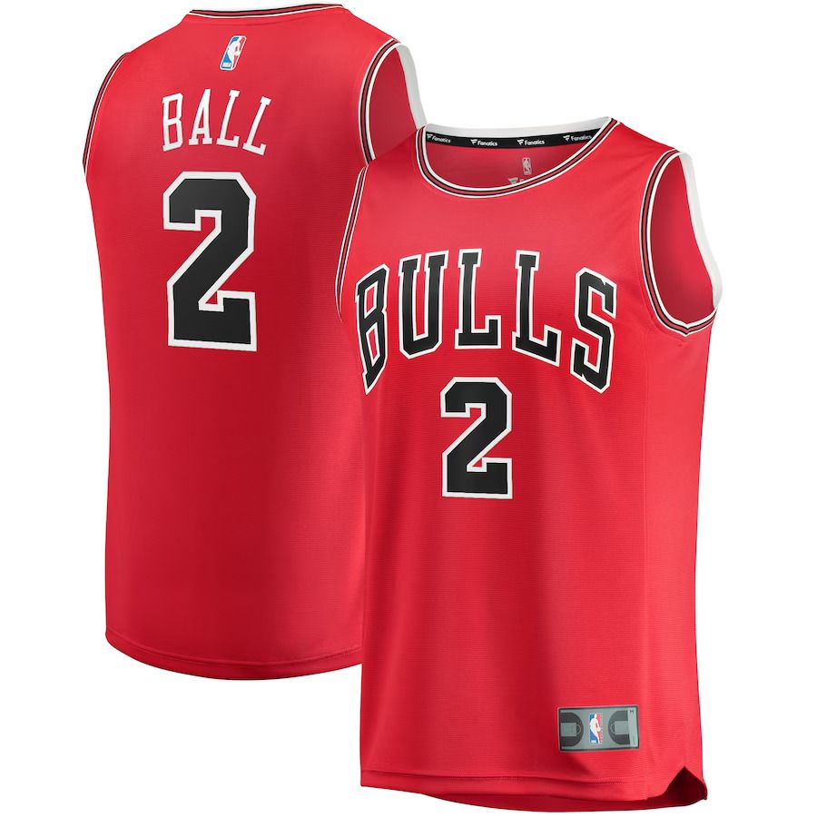 Men Chicago Bulls 2 Lonzo Ball Fanatics Branded Red Fast Break Road Replica NBA Jersey